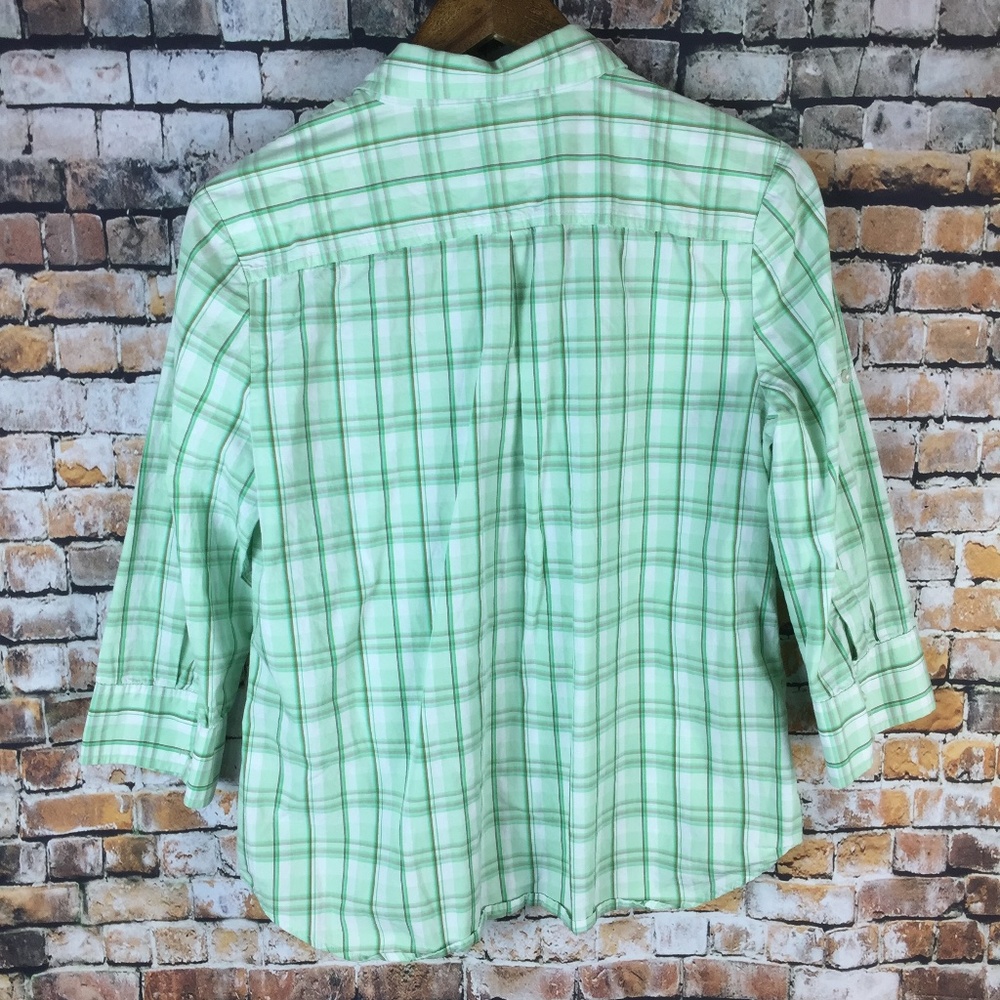 Izod Women Plaid 3/4 Button Down - Picture 2 of 5